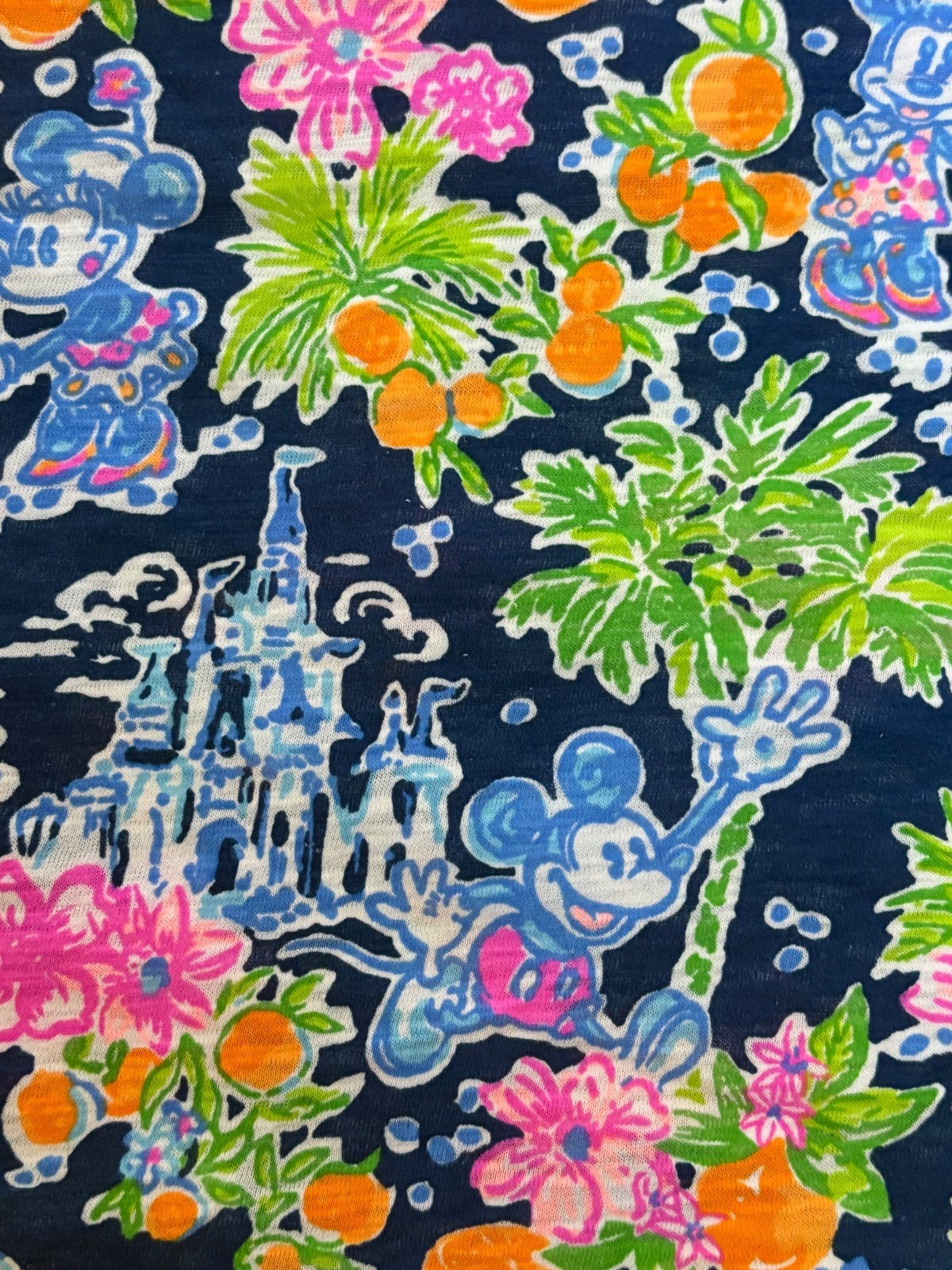 Lilly Pulitzer Slub Cotton Fabric Aegean Navy Lilly Loves Disney 1 yd 36″x 60”