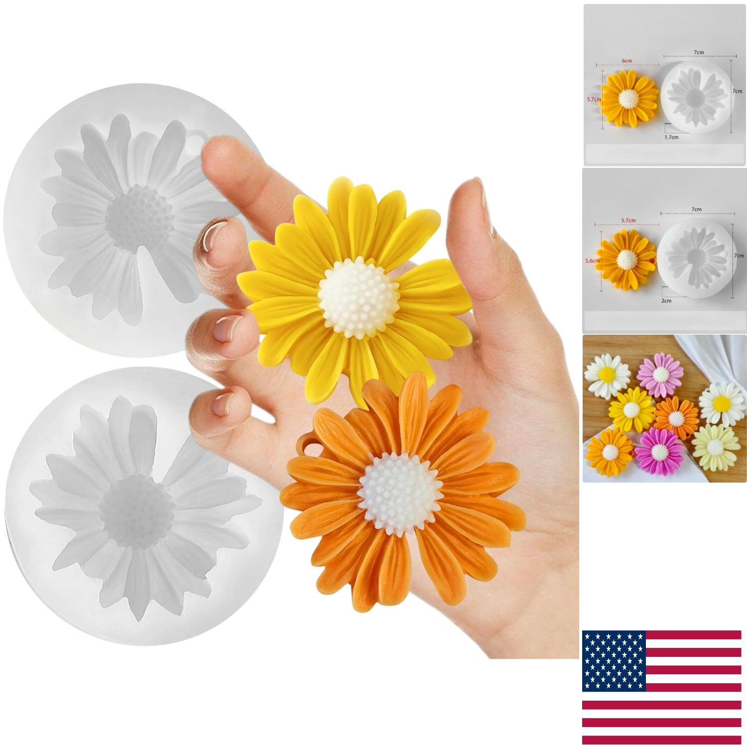 2 Pack Daisy Flower Silicone Molds – Perfect for Candle & Home Decor Creations