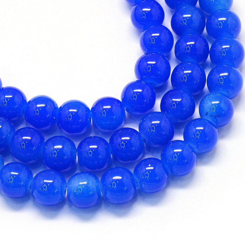 50 Royal Blue Jelly Glass Beads Round 8mm BULK Spacers Jewelry Making Round
