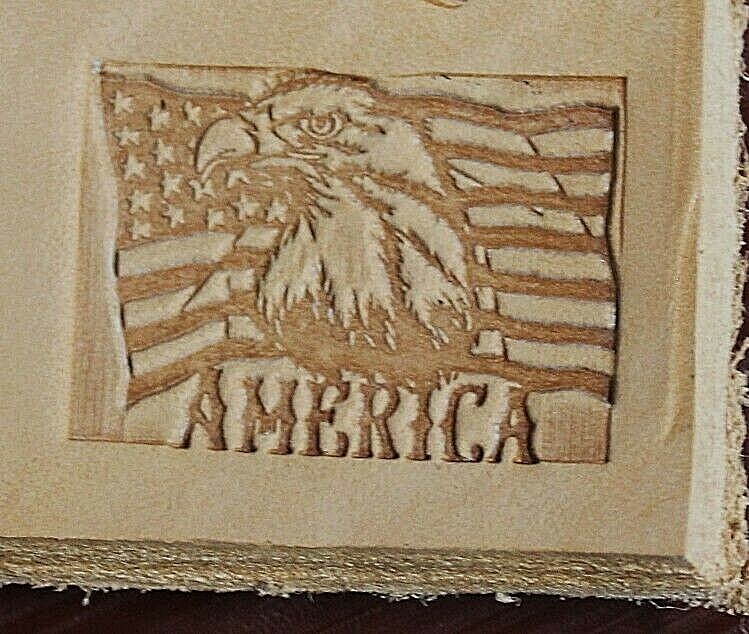 Leather Tooling Embossing Stamp AMERICAN FLAG & EAGLE for Veg Tanned Leather