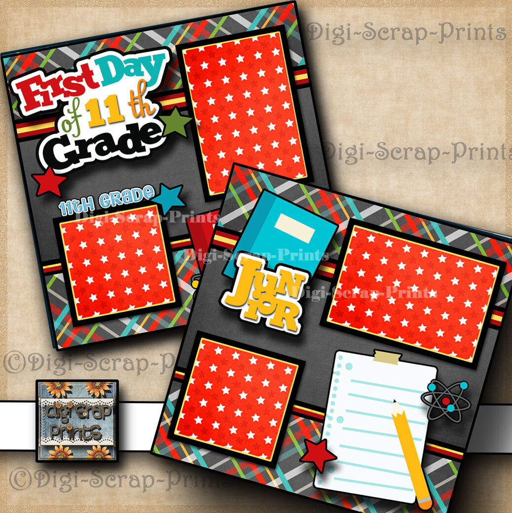 ELEVENTH 11TH GRADE high School premade scrapbook pages printed digiscrap A0373