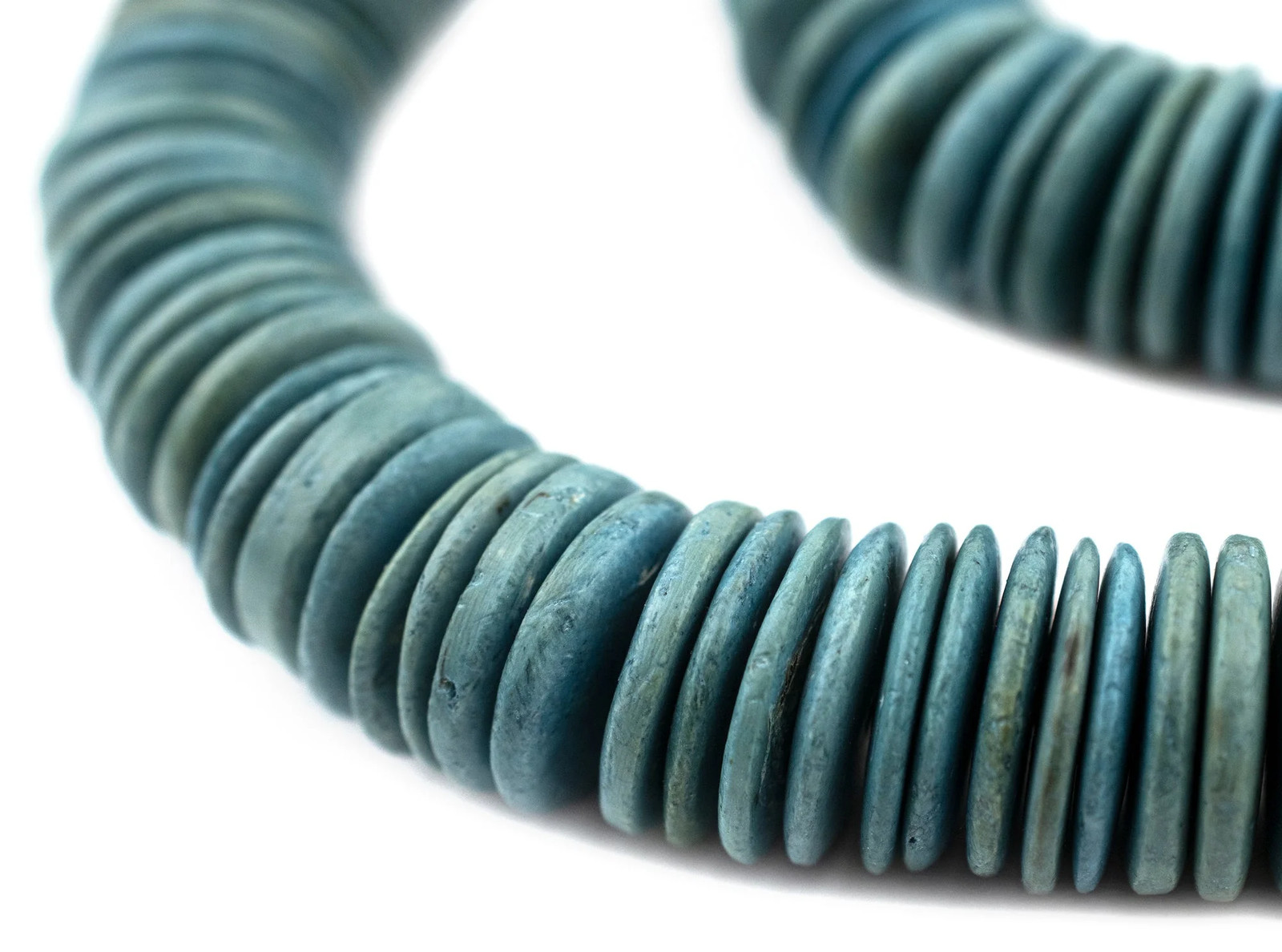 Light Blue Disk Coconut Shell Beads 20mm 10 Pack Wood Large Hole 16 Inch Strand