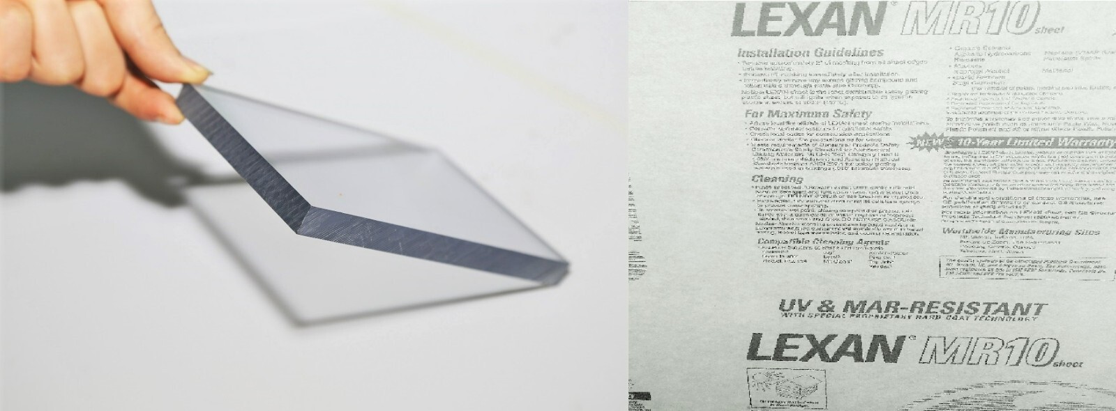 MR-10 Lexan Polycarbonate Clear Sheet UV Plastic Scratch-Free WindShield Margard