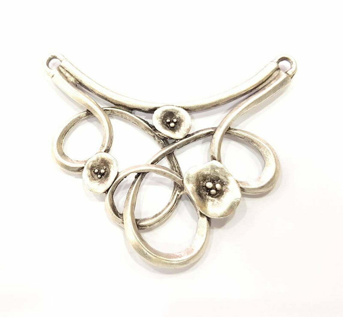 Flower Pendant Collar Antique Silver Plated Metal jewelry Accessories