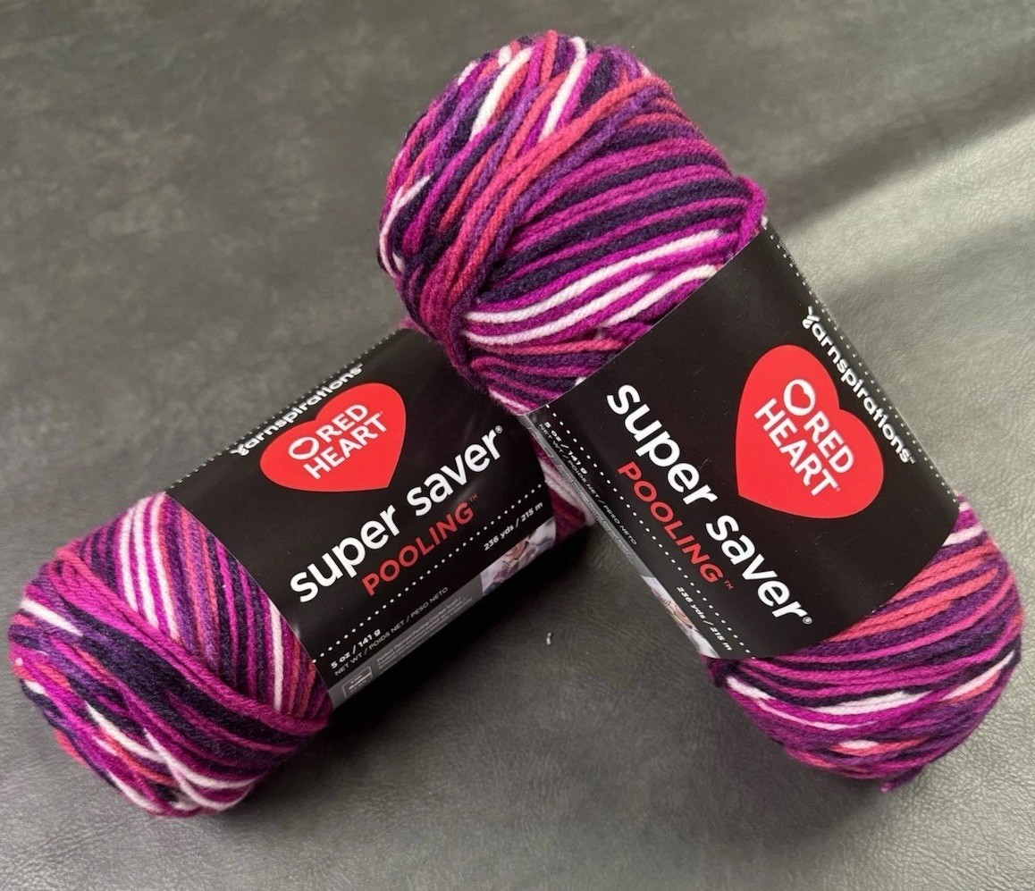 RED HEART SUPER SAVER Yarn, POOLING BERRY 5oz Each Skein, 2 Pack