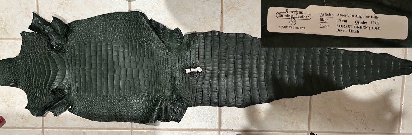 10, yes 10!! – High grade alligator skins – and French goat leather, maybe dyes