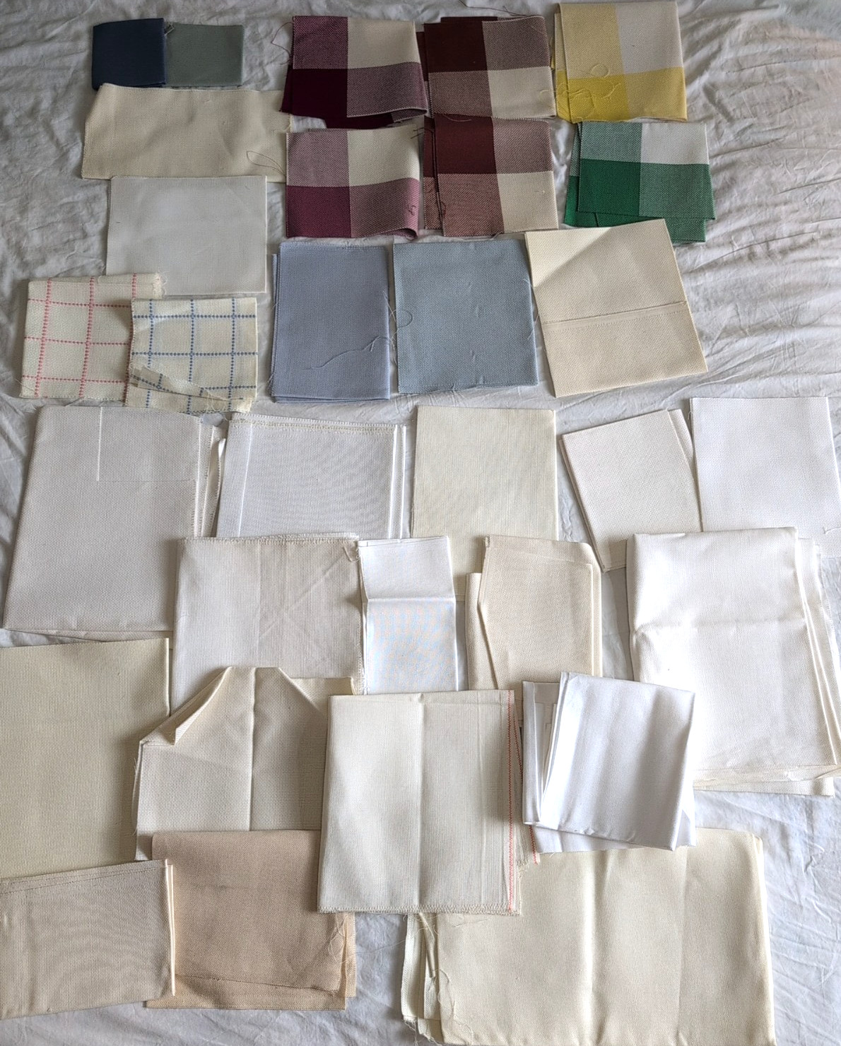 Huge Lot of Aida Cotton Fabric 33 Pieces and 4 Pounds