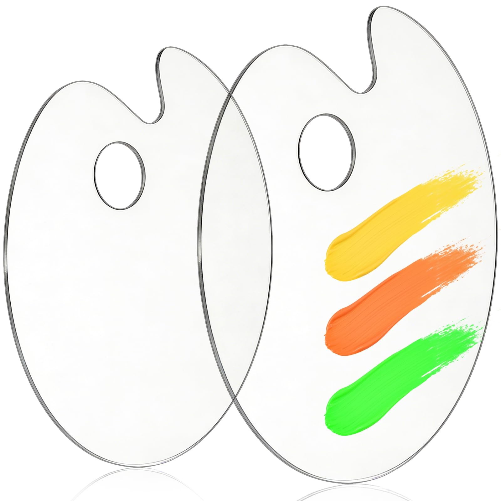 2 Pcs Clear Acrylic Paint Palettes 11.8 x 7.9 and 9.8 x 5.9 Inch Set