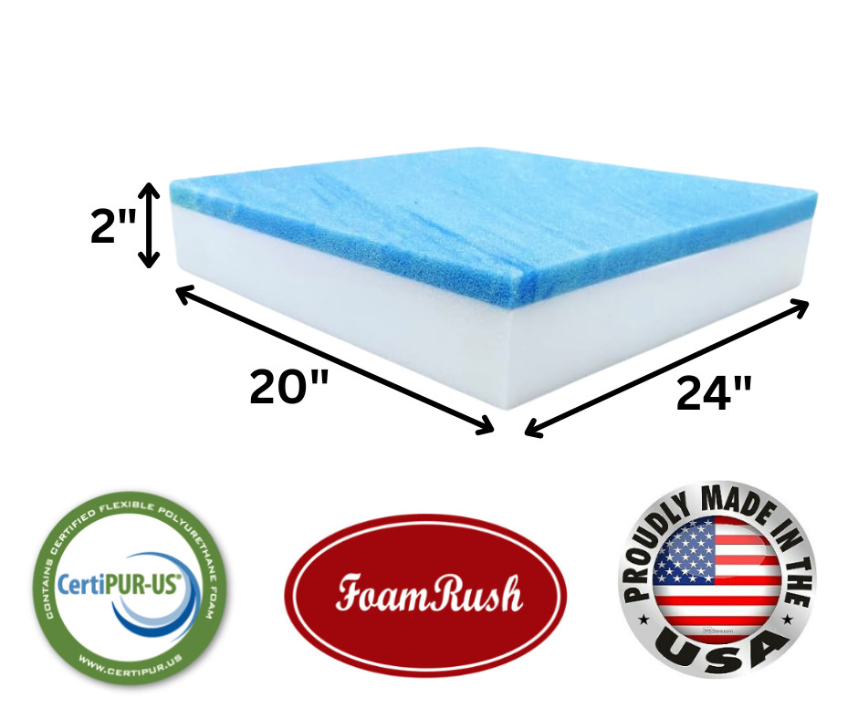 FoamRush 20″ x 24″ Cool Gel Memory Foam Seat Cushion Medium Firm USA