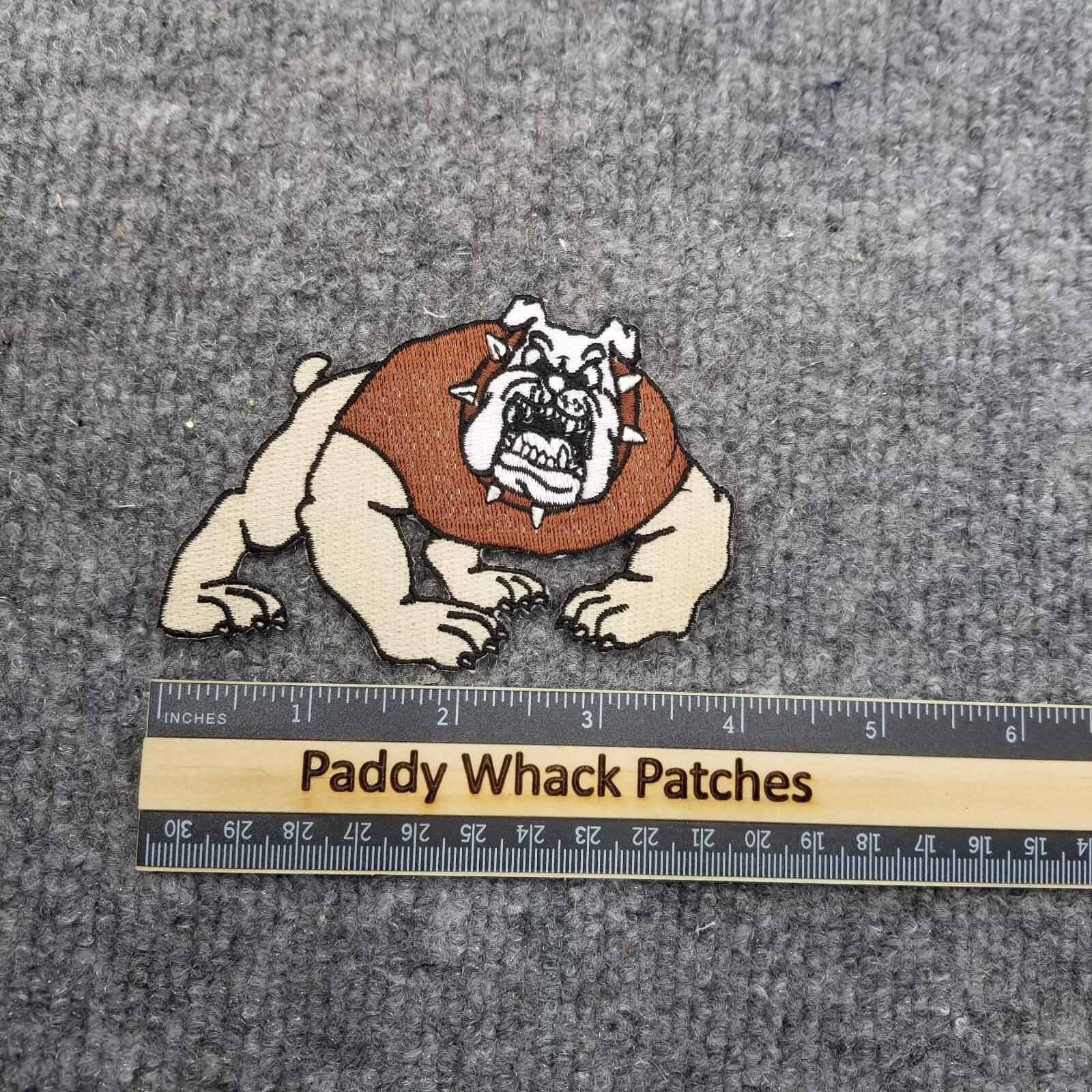 Bulldog Patch Tan Brown Embroidered Sports Mascot