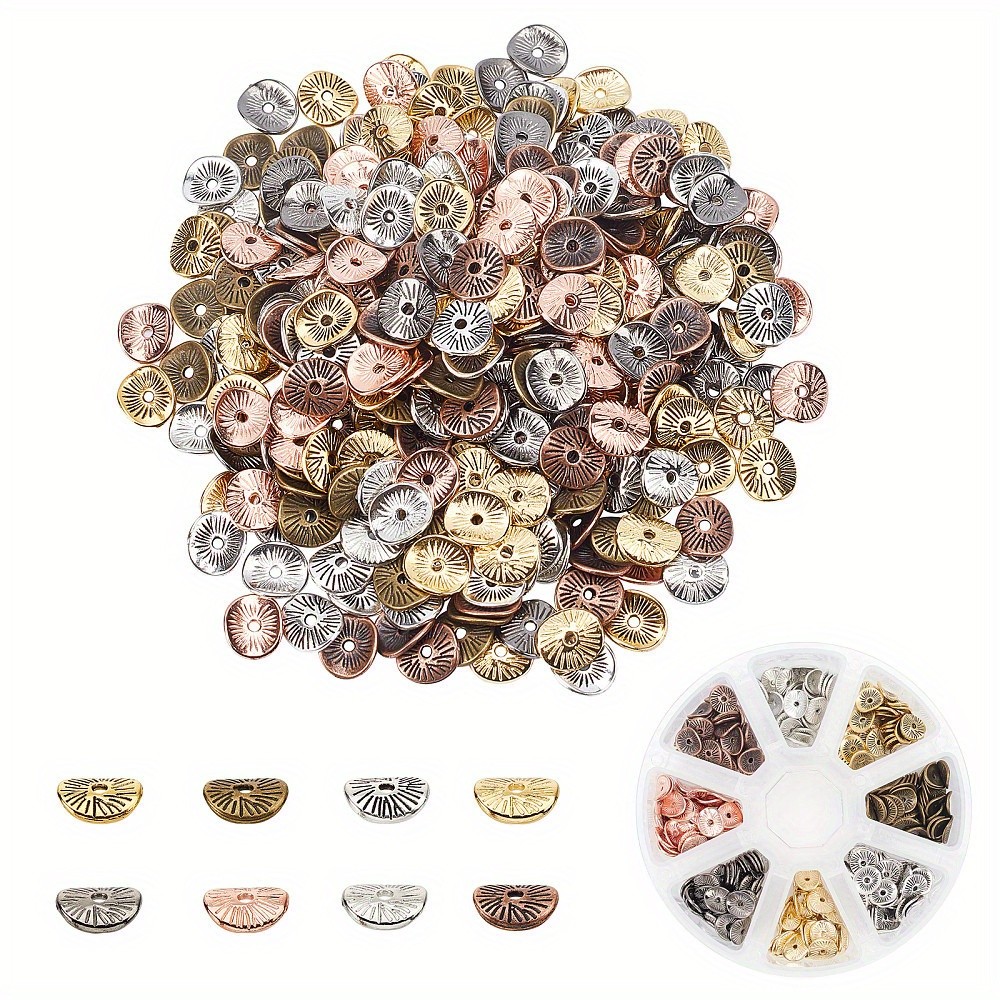 1box 400pcs style Wavy Spacer Beads Lead Free & Nickel Free Arched Disc Mixed