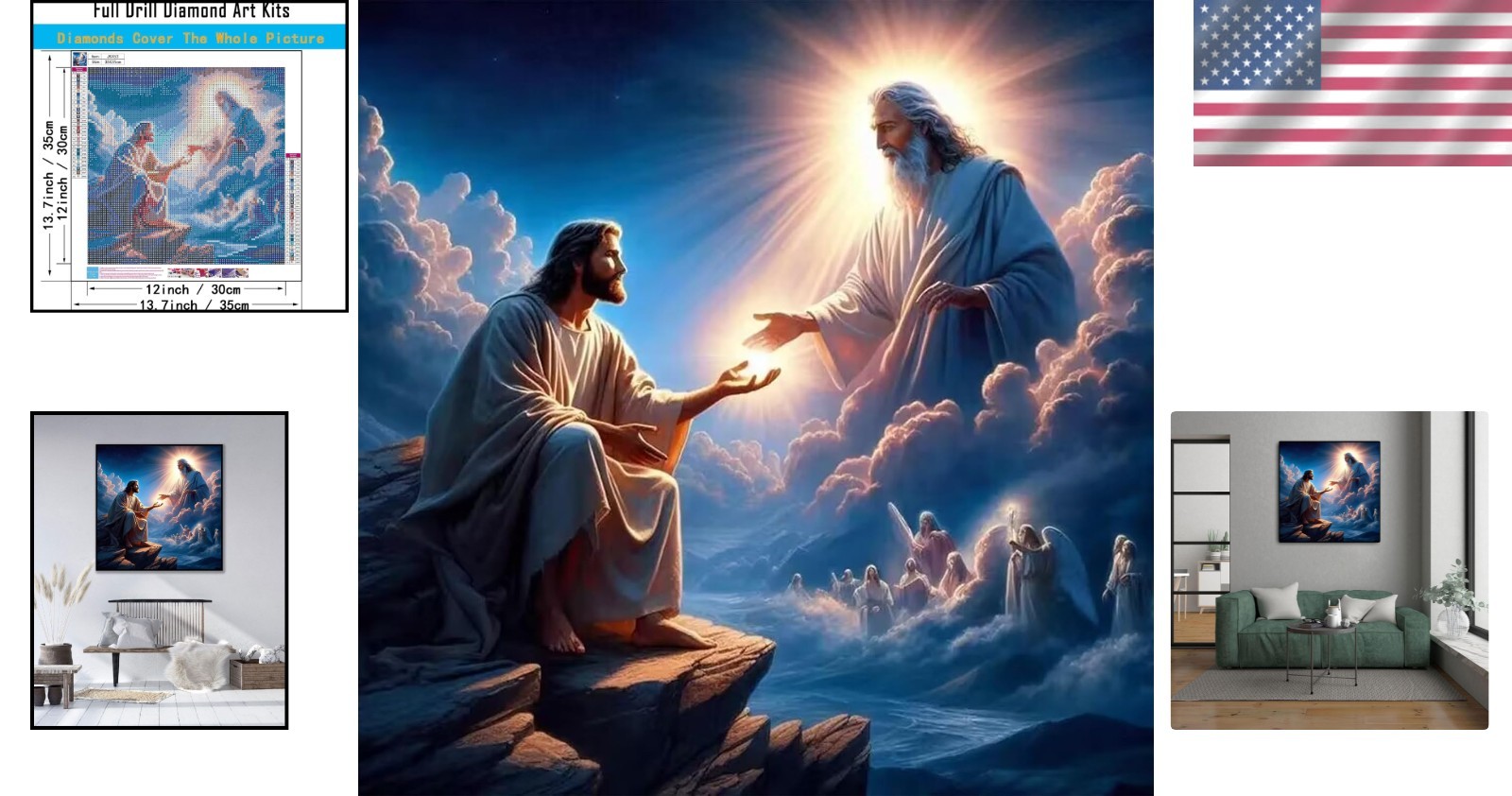 5D Diamond Painting Jesus Art Kit, Create Your Inspirational DIY Decor 13.7×13.7