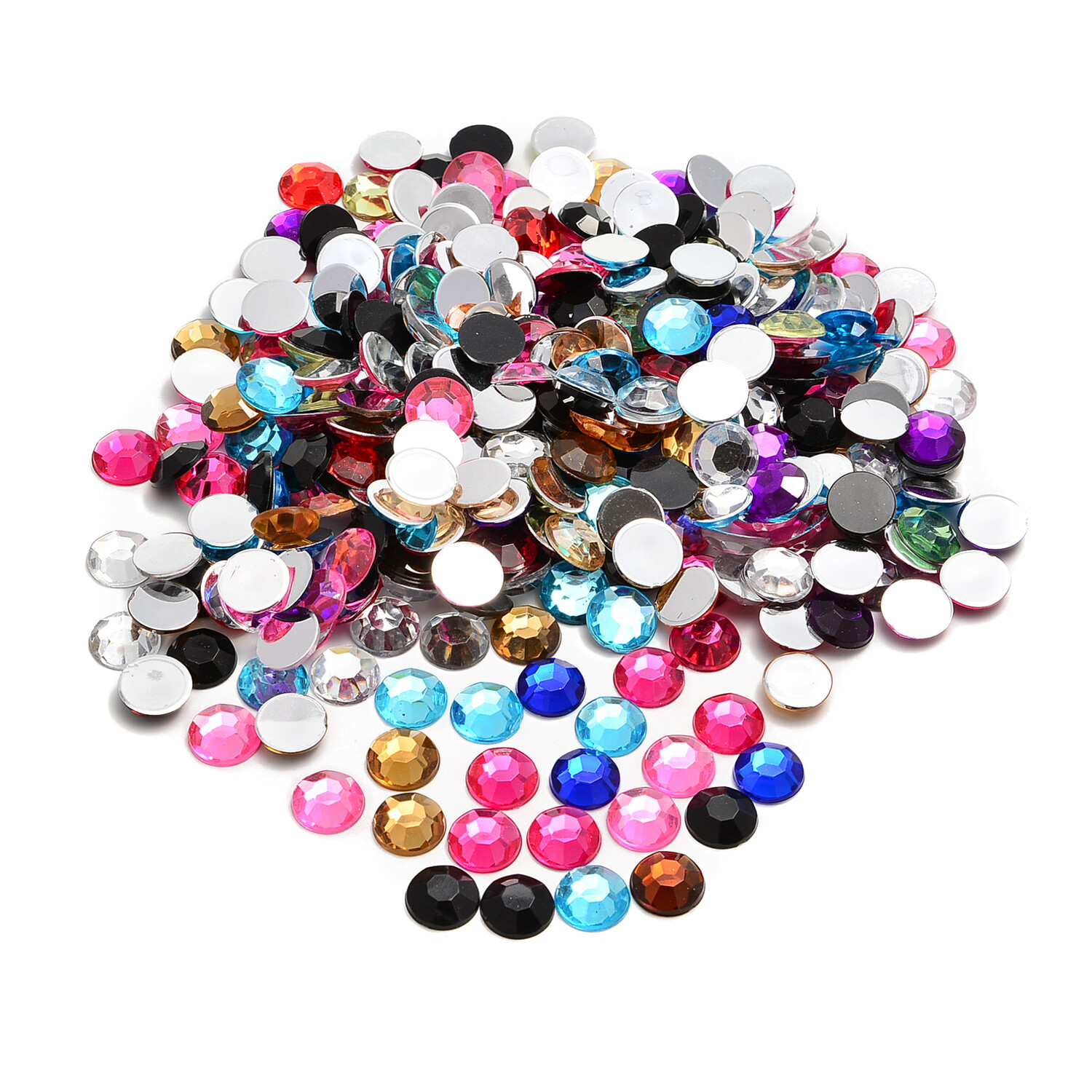 Flat back Acrylic Rhinestones Round Loose Beads Mix Color 1.5mm 4mm 6m 8mm 10mm