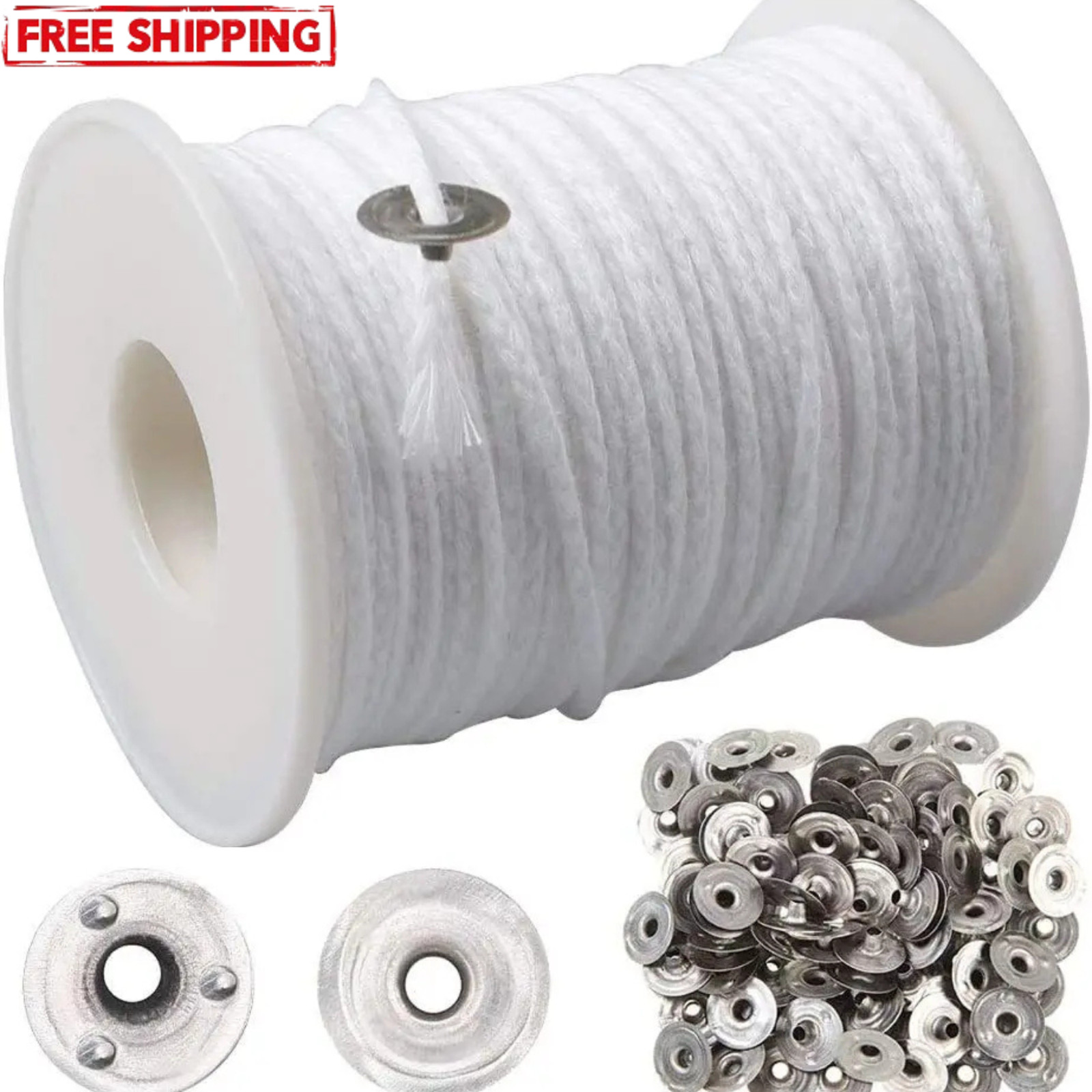 200FT Braided Wicks Candles Spool Cotton 100Pcs Wick Clips For DIY Candle Making