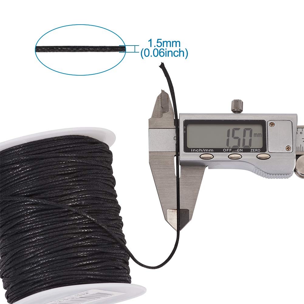 100 Yards 1.5mm Waxed Cotton Cord Macrame Bracelet Necklace Jewelry Making Wa…