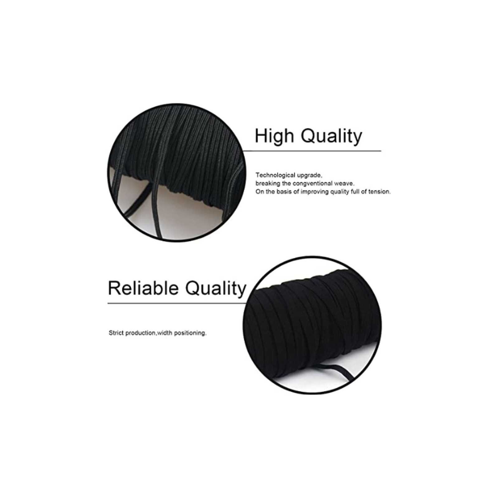 Flat Braided Elastic Band 1/8″ – 1/4″ ( 3mm – 6mm ) Width DIY, 5 to 1,000 Yards