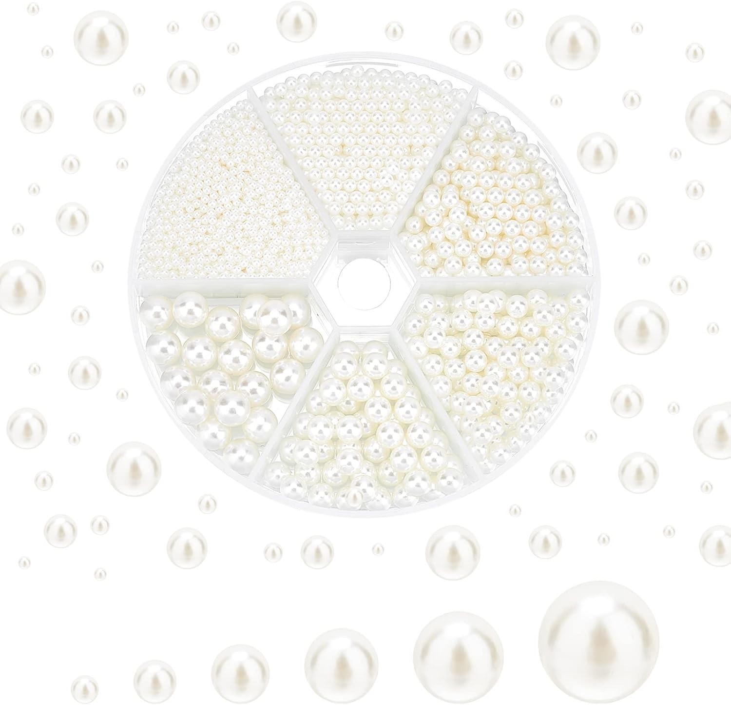 PH Pandahall 2200Pcs No Holes Pearls, White Pearl Beads Undrilled Imitated Pearl