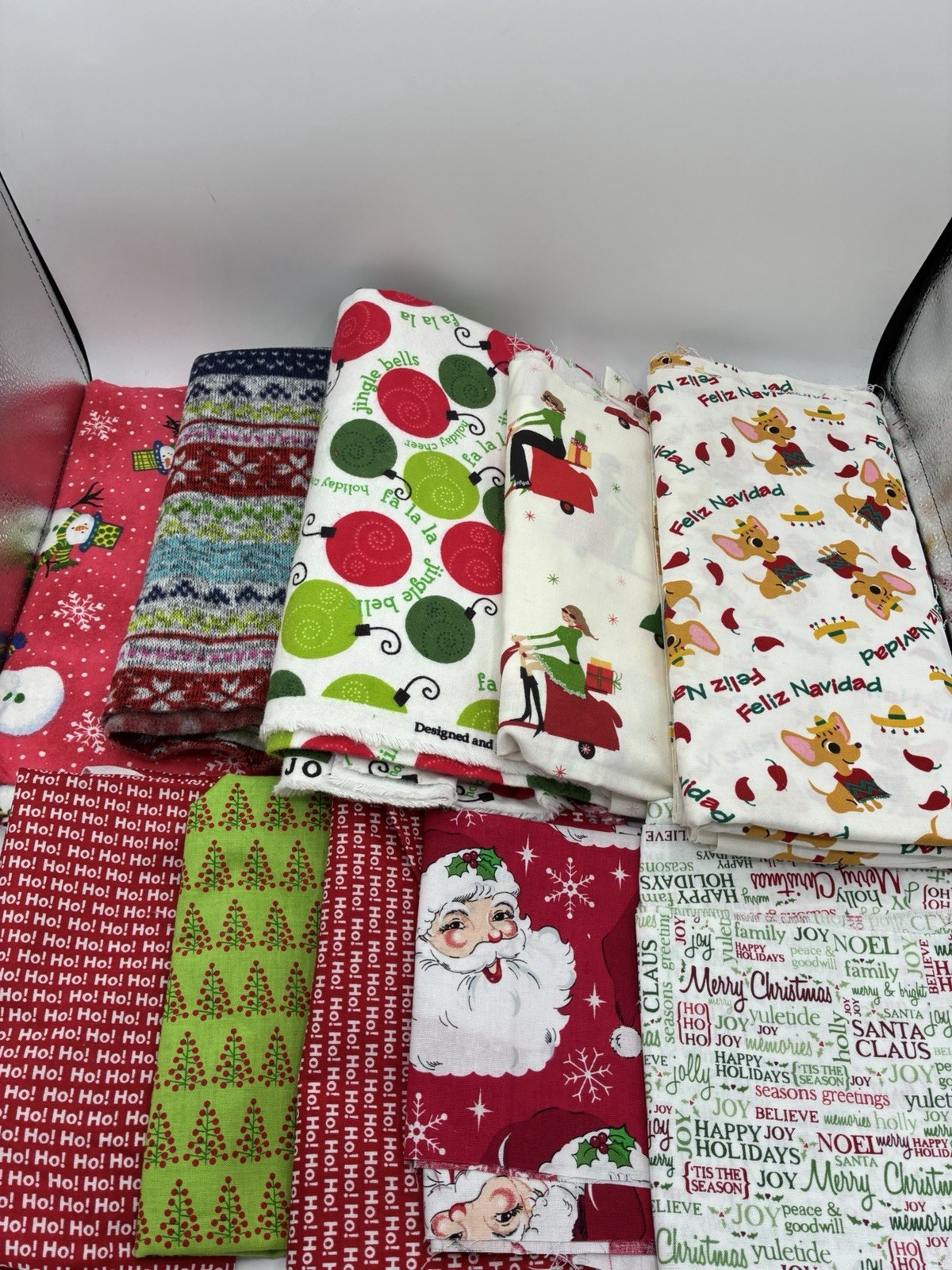 Christmas Holiday Fabric Bundle: Santa, Snowmen & Ho Ho Ho