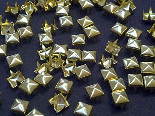CraftbuddyUS 100pcs 12mm Gold Square Pyramid Studs Goth Leather craft Denim