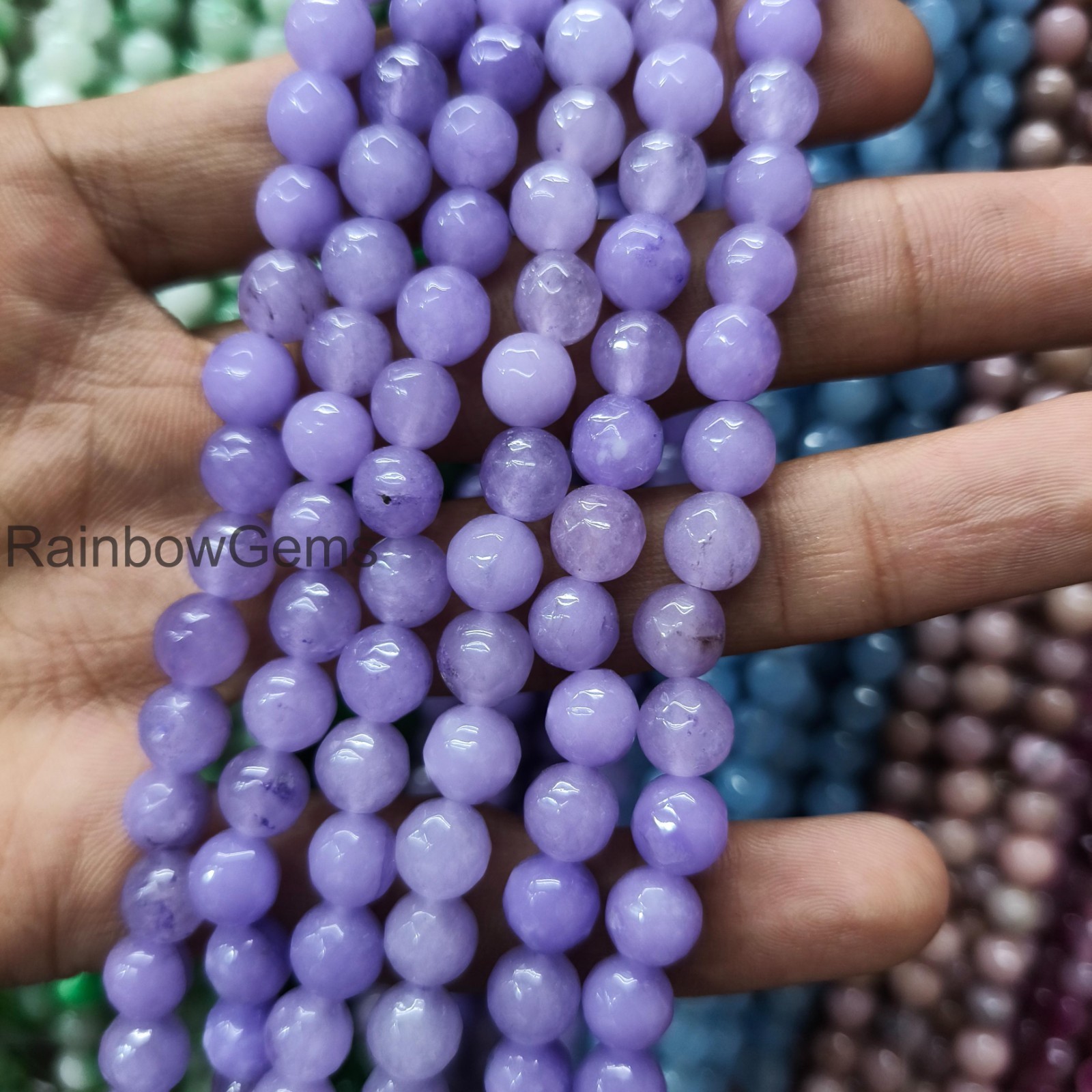 Tanzanite Quartz Beads Necklace . 6mm Round Smooth Beads . Blue Tanzanite Beads