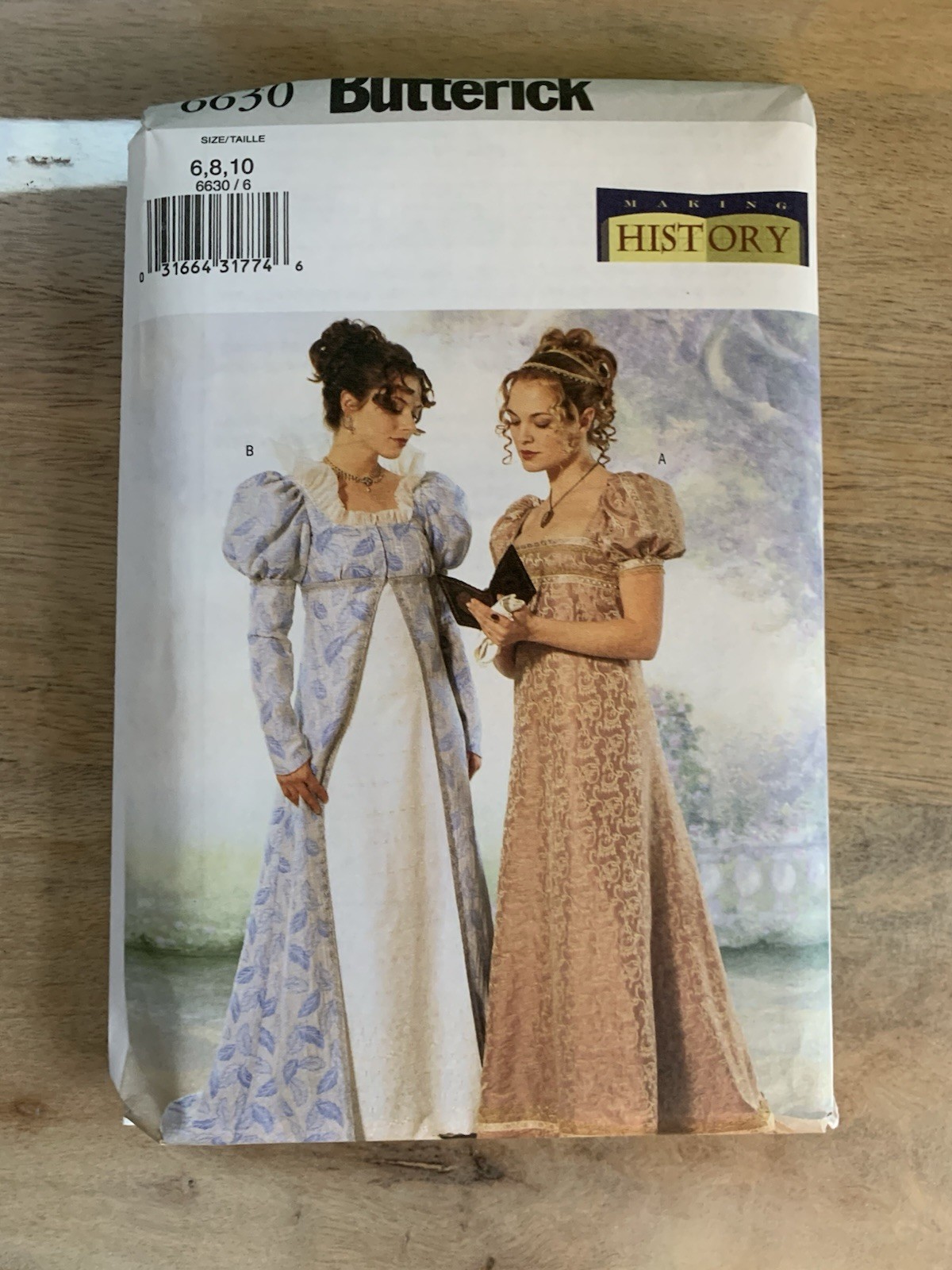 Butterick 6630 Making History Regency Dresses Sewing Pattern Size 6-10 Uncut