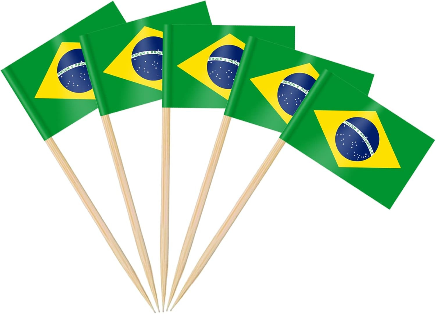 Brazil Flag Toothpick Flags Picks, 200 Pcs Small Tiny Brazil Cupcake Toppers Sti