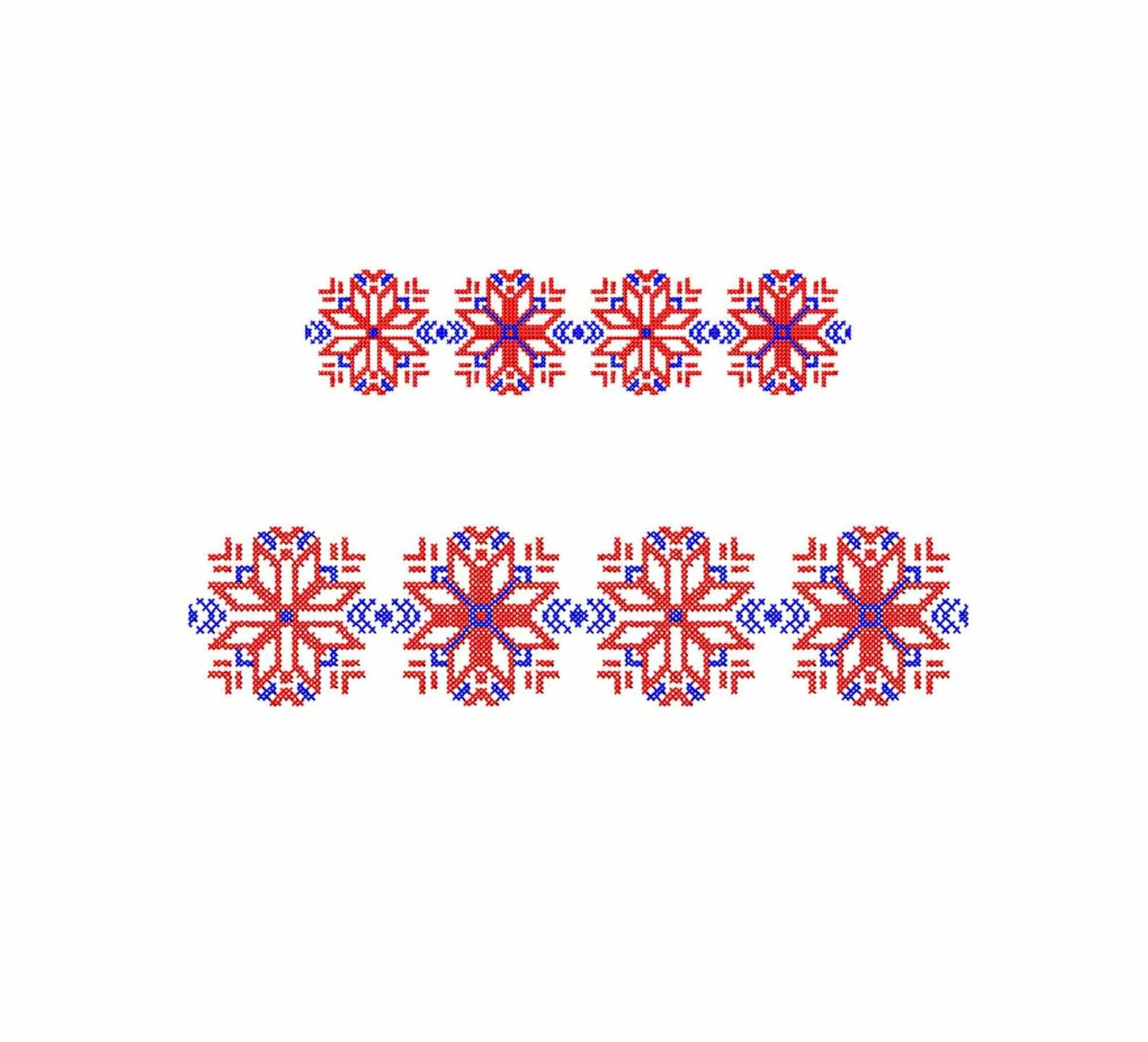 Folk Machine Embroidery design Border cross stitch pattern. Set 2 sizes.