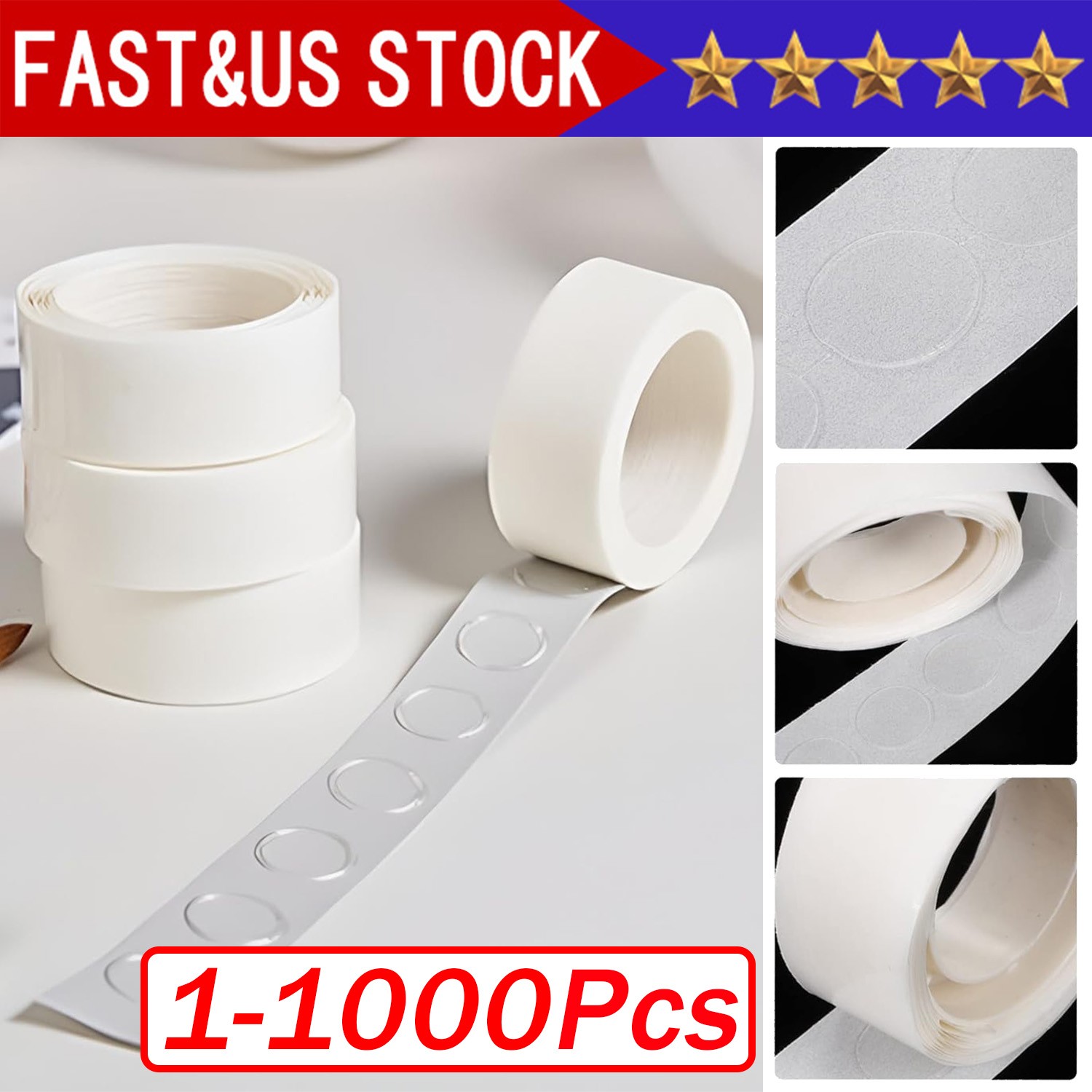 1-1000Pcs Point Dots Balloon Glue Removable Adhesive Point Tape 100Rolls Double