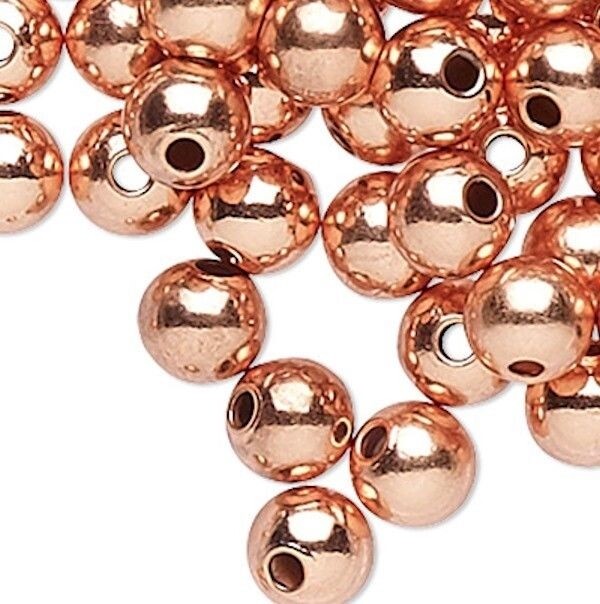 100 Clear-Coated Solid Copper 3mm Round Smooth Spacer Beads with 0.7mm Hole