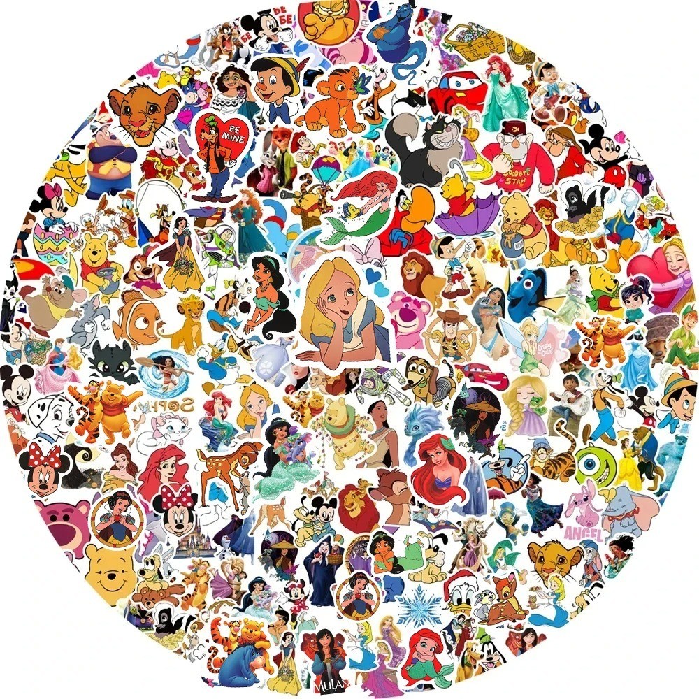 50-300Pcs Disney Mixed Anime Stickers Cute Mickey Princess Decals Toy Gift Lot