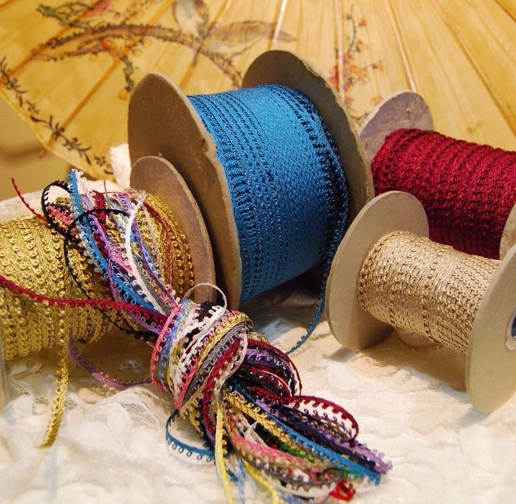 Vintage 5mm Picot loop braid edge lace trim Ginny Dolls – various colors-