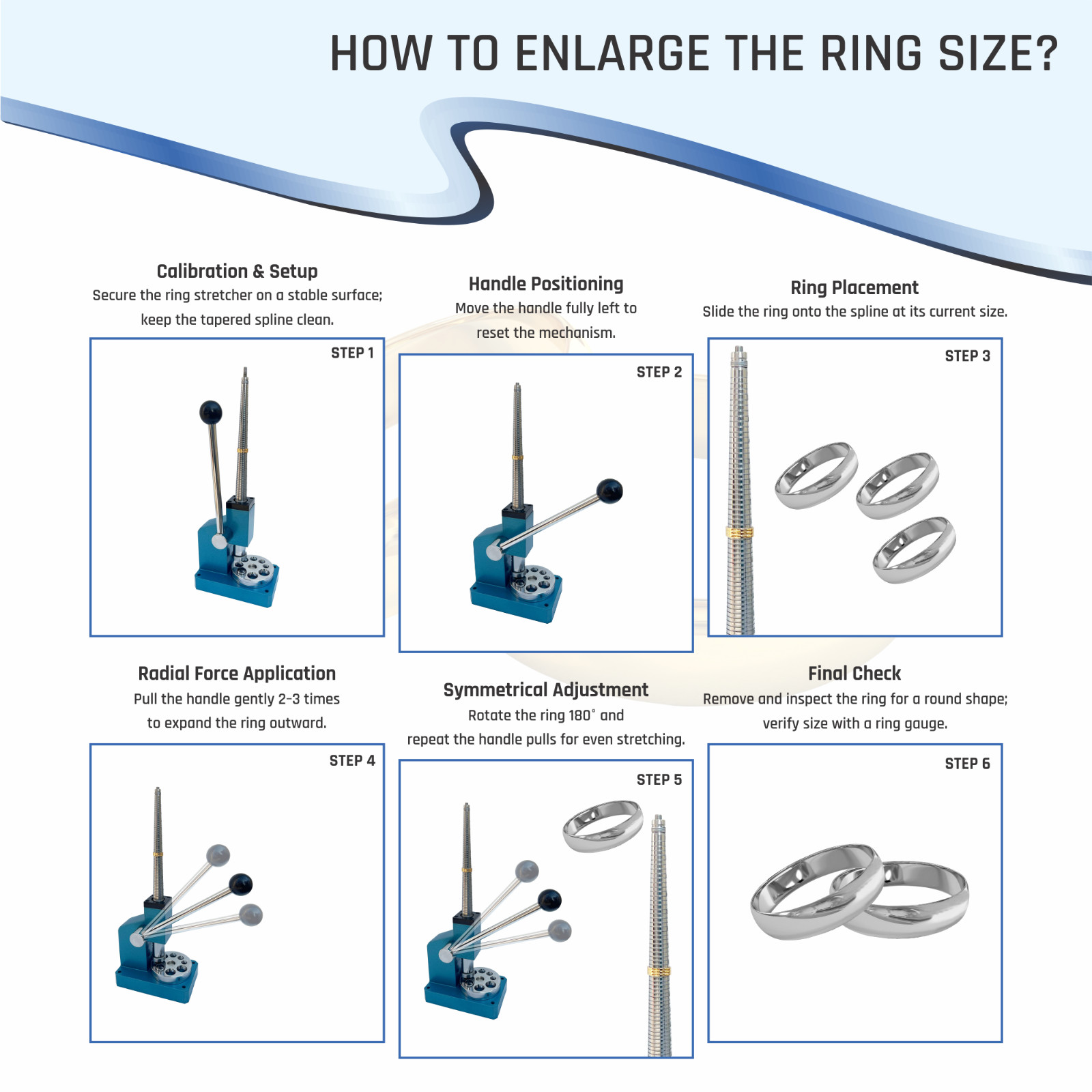 Ring Stretcher Reducer & Enlarger Sizes 1-36 Marking Mandrel Jewelry Forming