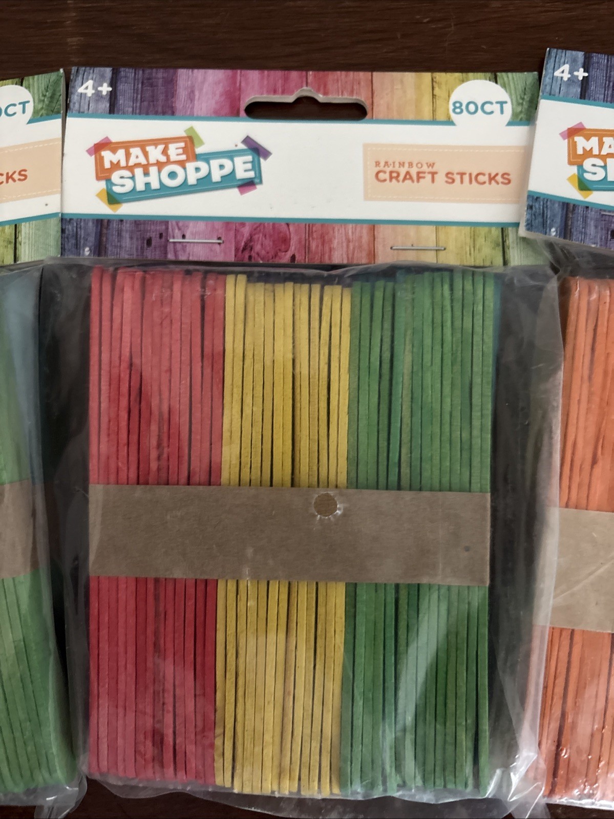 Lot Of 3 Make Shoppe Normal Craft Sticks, Colored, 0.39 x 4.5 in, 80 Count
