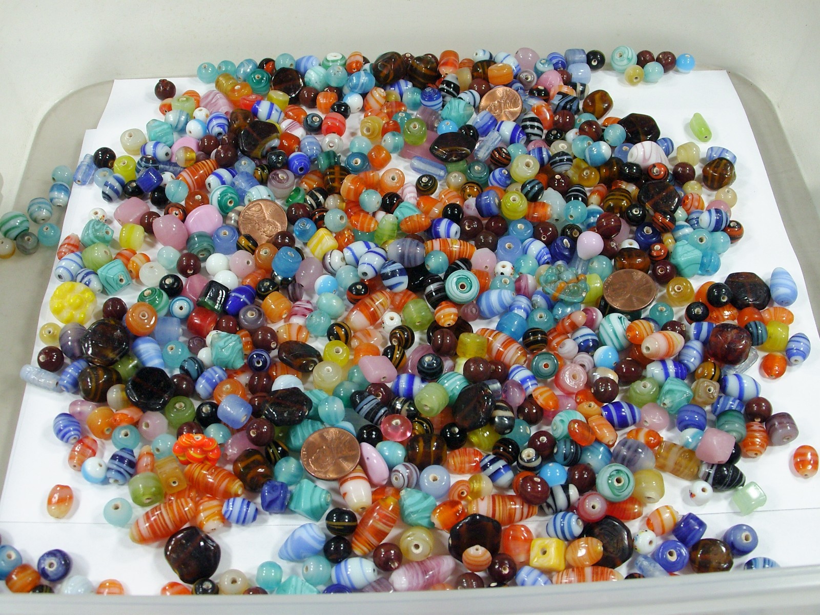 4 Pounds Assorted Shapes and Sizes India Handmade Multicolor Glass Beads (D-8) ⭐