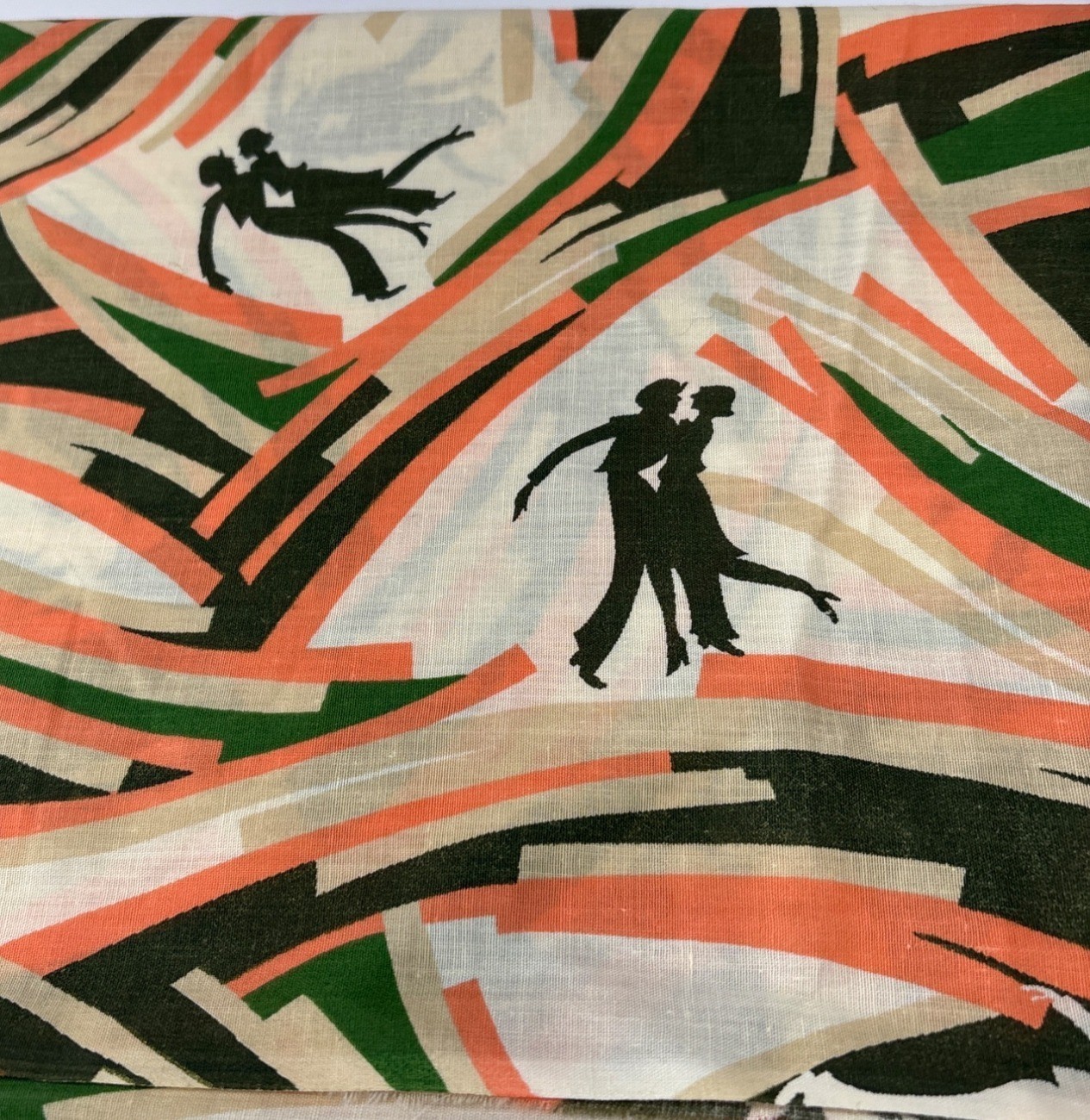 Cotton Fabric Art Deco Dance Print 17″ x 44″ Multicolor Retro Pattern Vintage