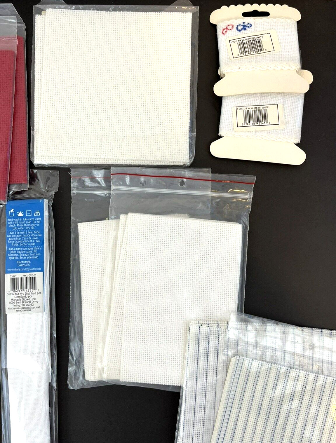 Lot Of 15 Packages~Vintage~Cross Stitch Fabric~Trim~Aida~Cotton~USA~NOS
