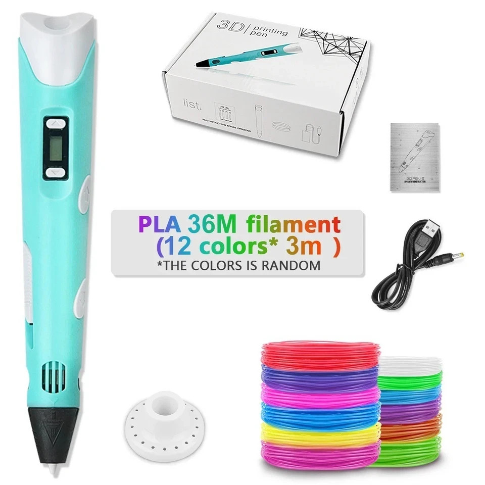 3D Printing Pen 3D Drawing Pen with LED display 12 color Filament Kids gift