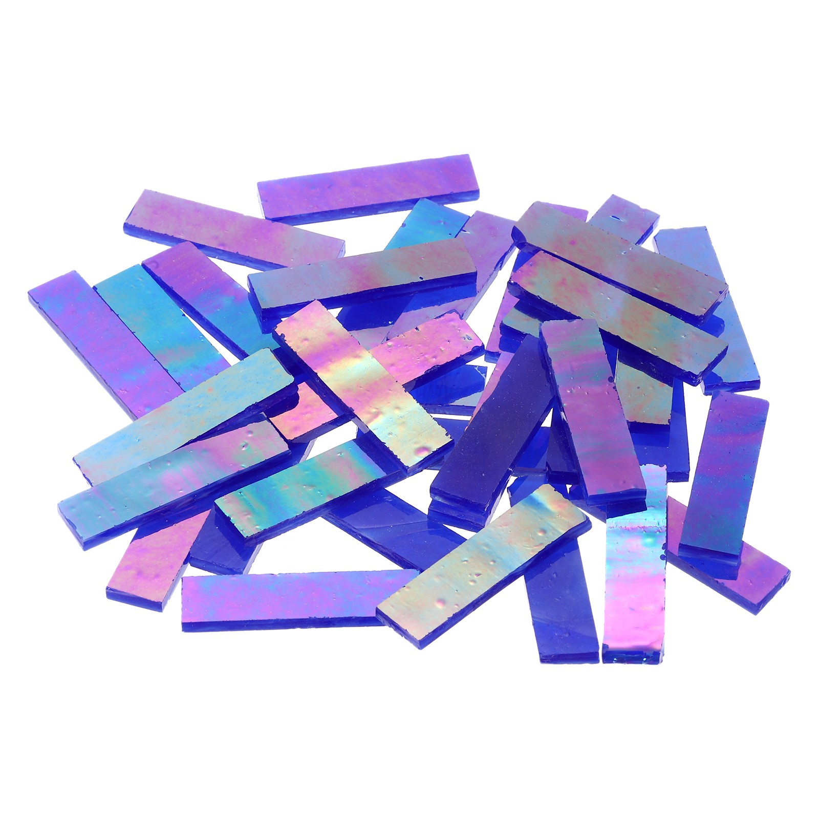 Stained Glass Strip, Iridescent Sapphire Blue Mosaic Tiles 100g/3.53 oz