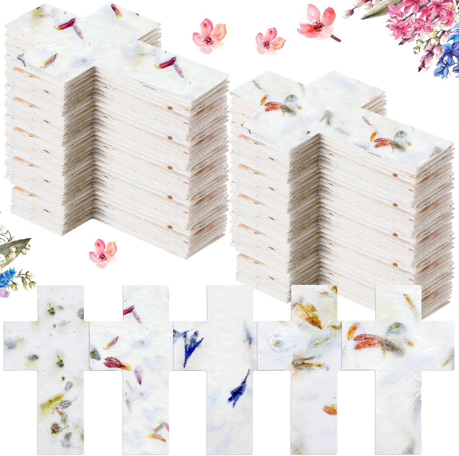 50 Pcs Handmade Seed Paper Plantable Wildflower Seed Paper Recycled Flower Petal