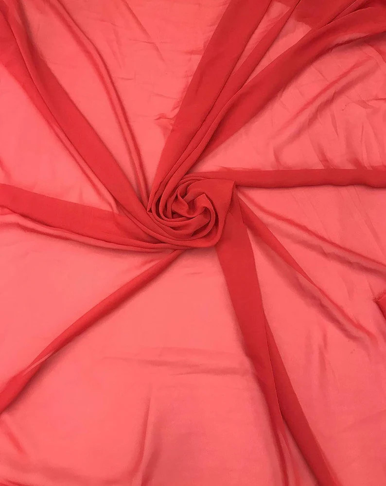 Red Sheer High Chiffon polyester Fabric 58″ wide