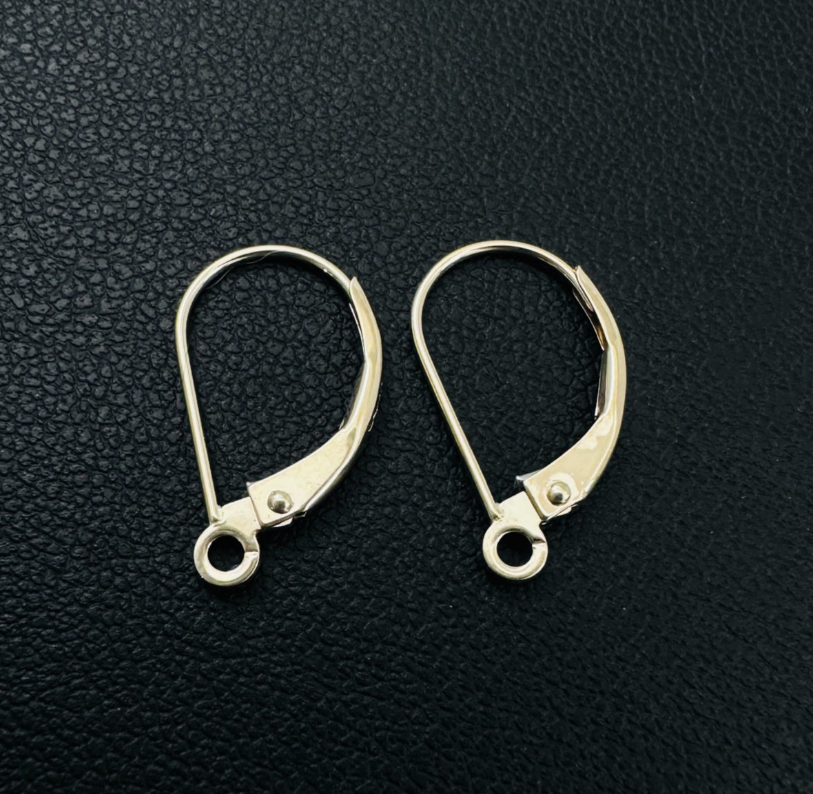 PAIR of 14K Solid Yellow Gold Classic Leverback Open Ring Findings for Earrings