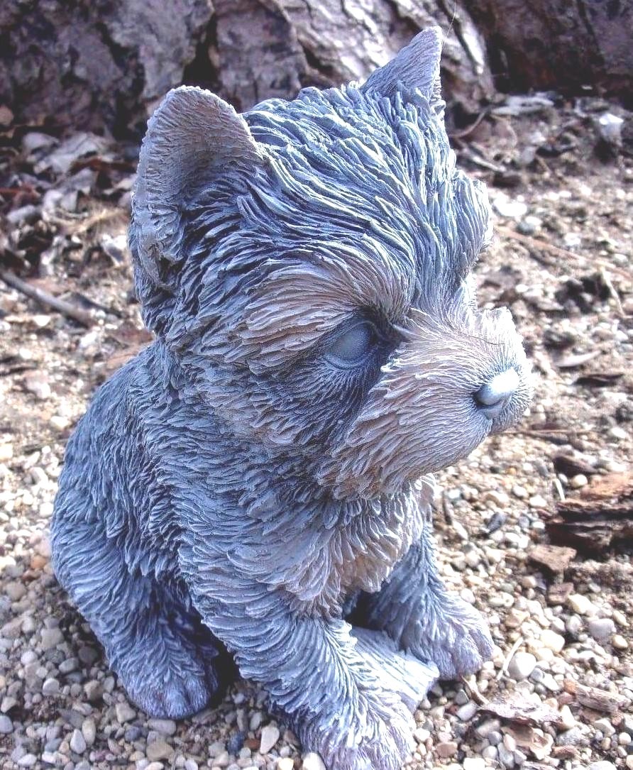 Latex Yorkie puppy mold w/ plastic backup Dog concrete plaster 5.5″L x 6″H x 4″W