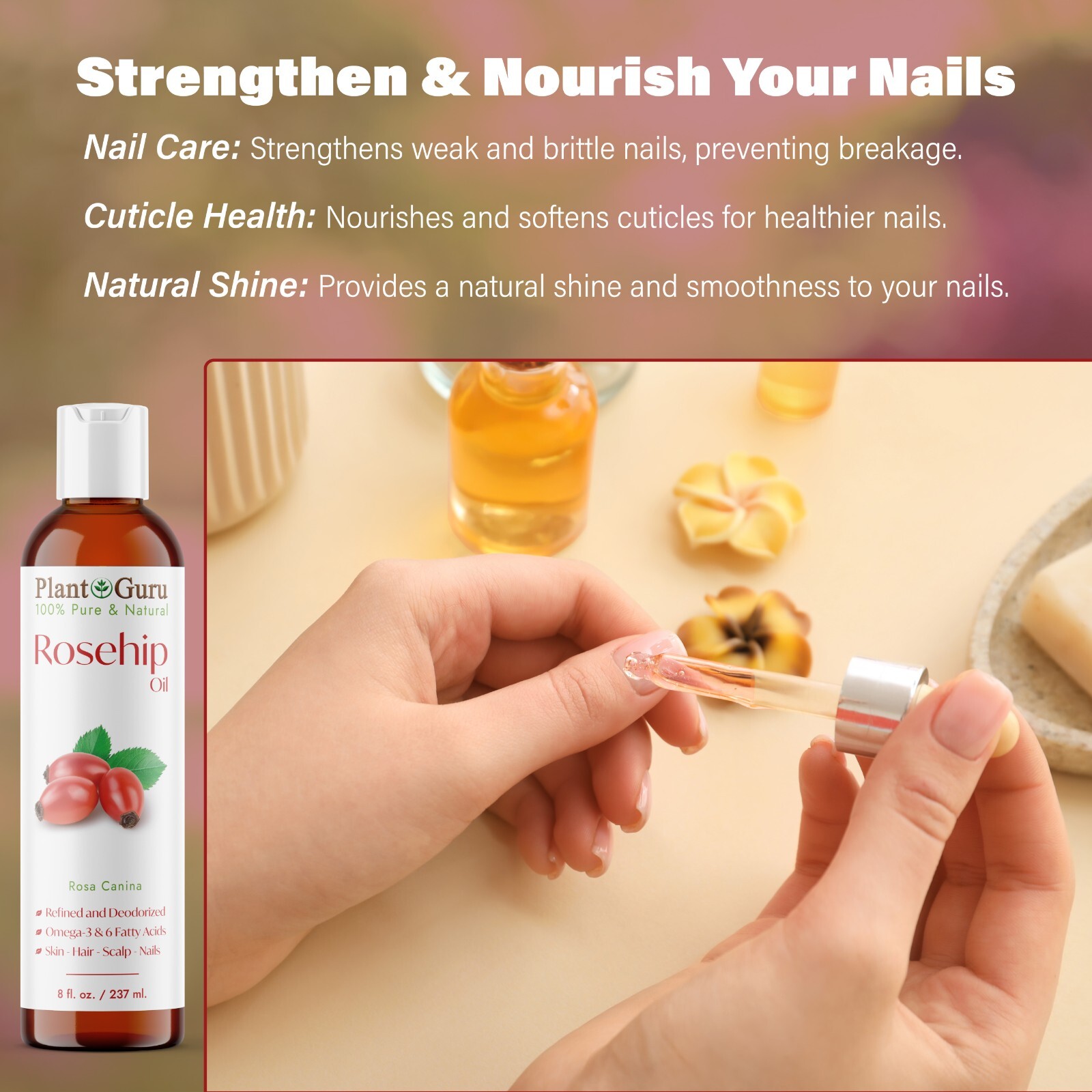 Rosehip Seed Oil 8 oz. Cold Pressed REFINED 100% Pure Natural For Skin Face Hair