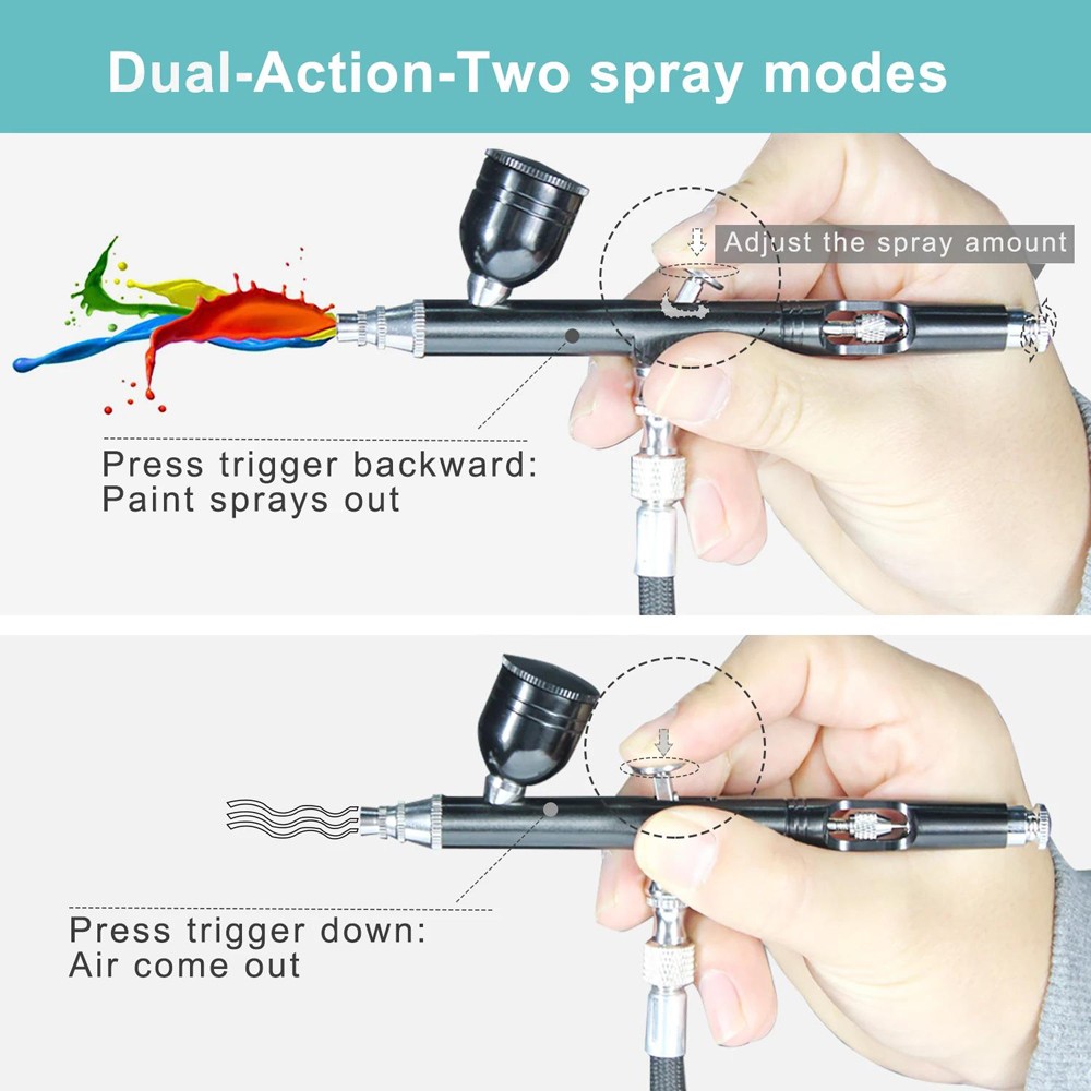Gravity Feed 0.3mm Dual Action Spray Gun Airbrush Nail Art Paint Tattoo Tool Kit