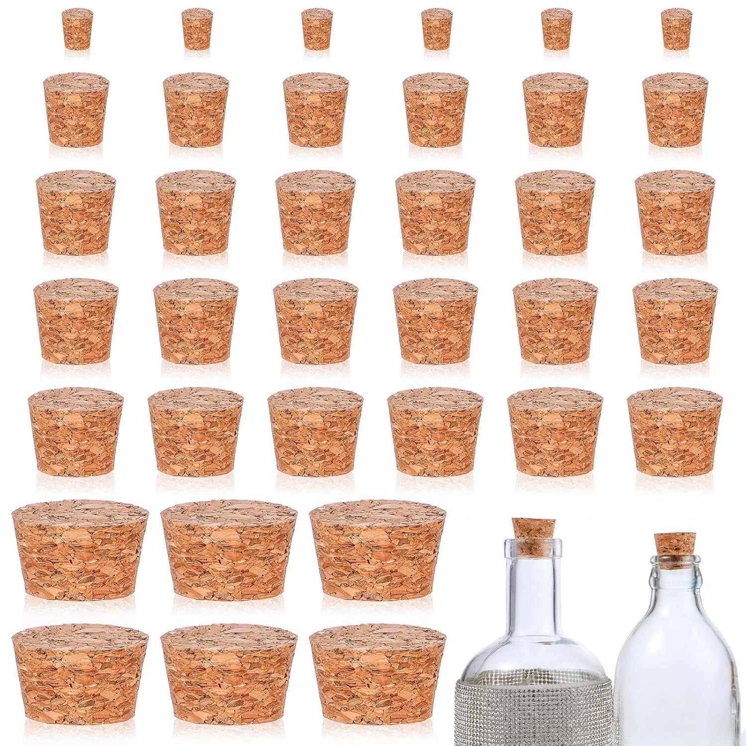 30 Pcs Mini Corks Tiny Cork Stoppers Assorted Sizes for Mini Bottles Wine