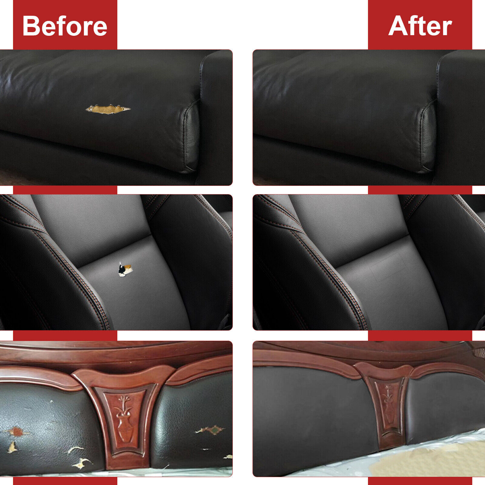 Self-Adhesive Patch Leather Repair Tape for Car Seats Couch Furniture Upholstery