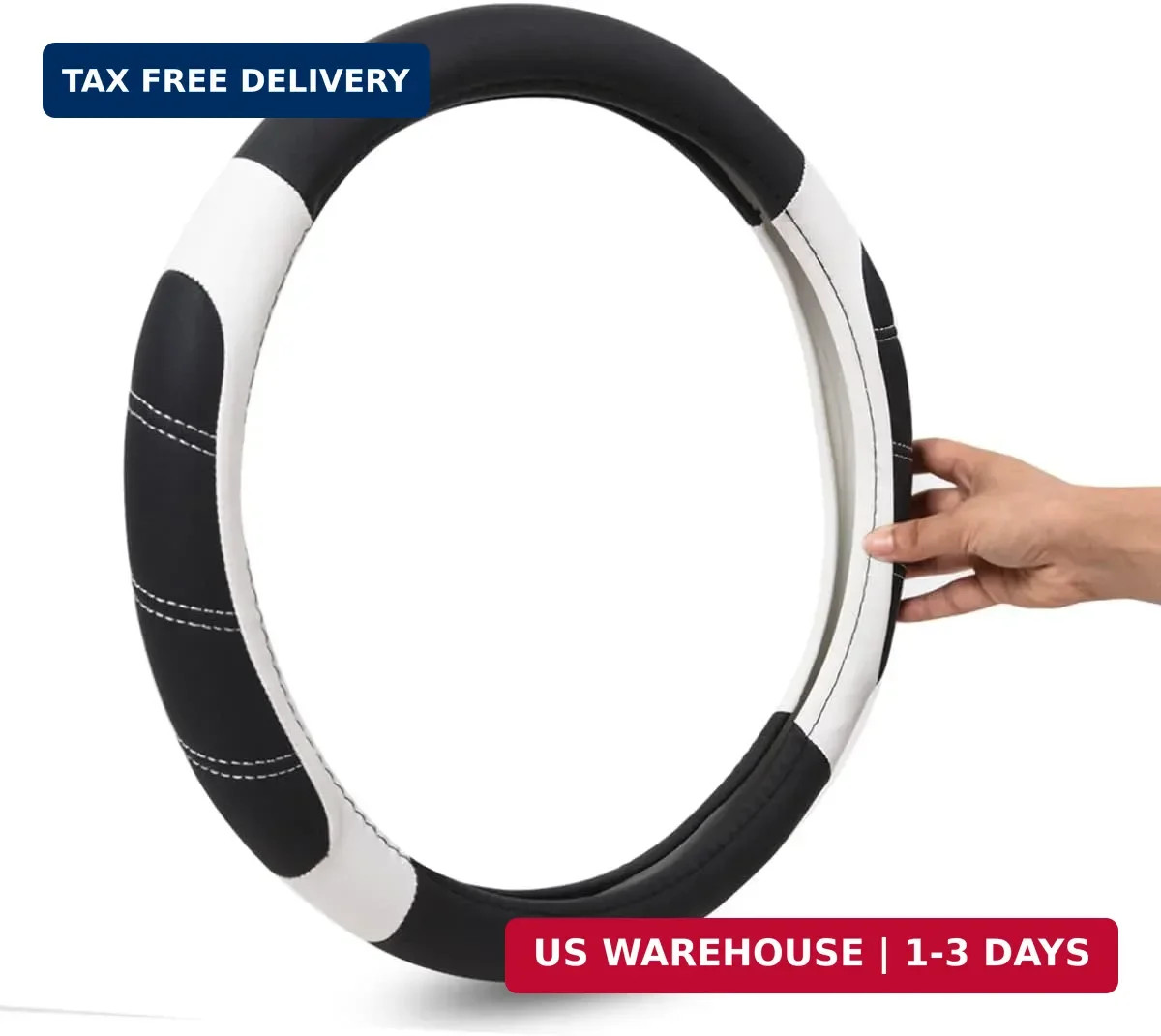 CAR PASS Line Rider Microfiber Leather Sporty Steering Wheel Cover Universal Fit