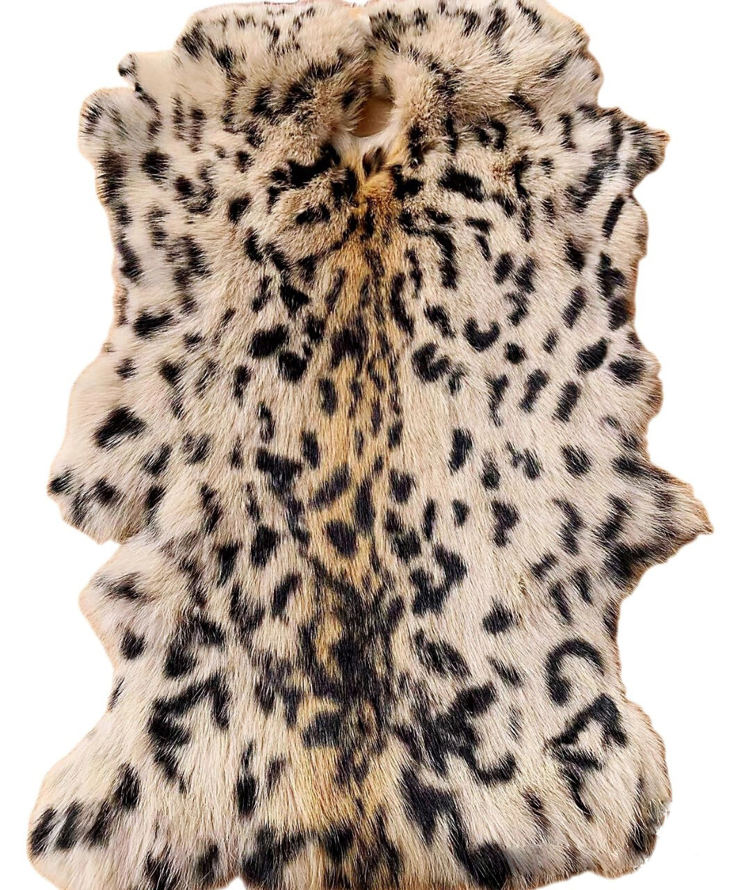 Tiger Print Real Rabbit Fur Pelt Soft Leather Hides for Crafting Garment Lining