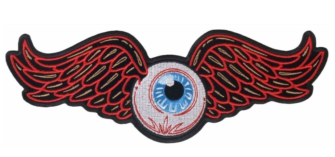 Flying Eyeball Embroidered Large Patch 10″ x 4″ iron on Sew on Flying Eye