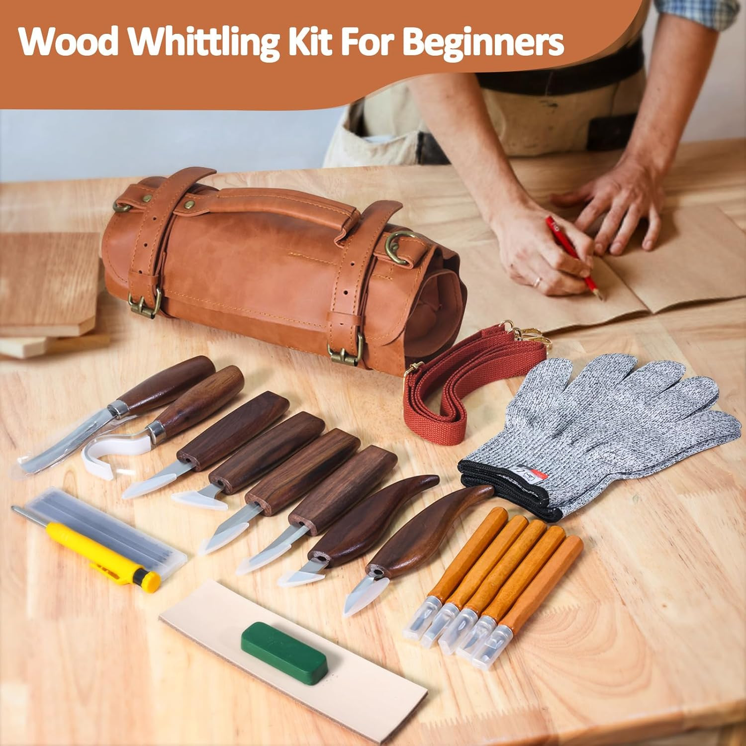 Professional Wood Carving Kit for Beginners and Adults – Whittling Tools Set